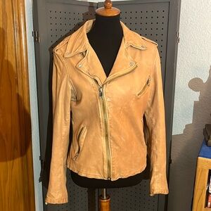 Lamarque Caramel Leather Motorcycle Jacket